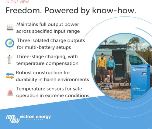 Vista 2 de Victron Energy Cargador de batería Centaur de 24 voltios y 60 amperios de 3 bancos