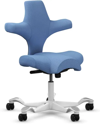 Vista 71 de HAG Capisco Sit to Stand - Silla de pie con marco blanco, tapizado, color rosa rubor Pink Blush