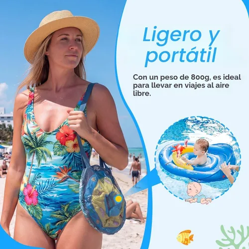 Vista 6 de LAYCOL Baby Pool Float with Canopy UPF50+, 120°Adjustable Sun Protection and Anti-Tip Safety Seat, Inflatable Toddler Floaties Infant Pool Float