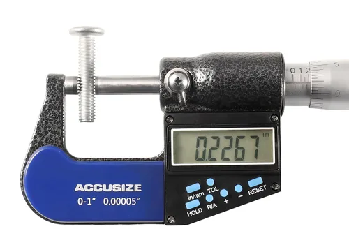 Vista 9 de Accusize Industrial Tools 0-1"/0-25 mm por 0.00005"/0.001 mm Micrómetro Digital Electrónico de 7 Teclas, Resistente al Agua, Ac21-1022
