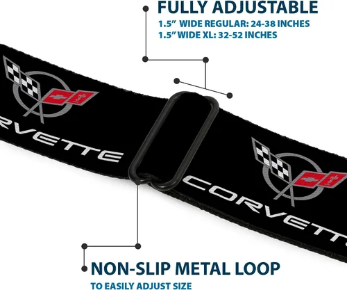 Vista 8 de Buckle-Down Cinturón de seguridad - CORVETTE C5 Logo NegroGrisBlancoRojo Repetición - 1.0 pulgadas de ancho - 20-36 pulgadas de largo