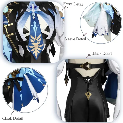 Vista 5 de NSPSTT Eula Cosplay Genshin Impact Cosplay para mujer disfraz de Halloween de cuero romper