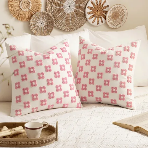 Vista 16 de EMEMA Juego de 2 fundas de cojín decorativas de jacquard, diseño de flores de sol, para sofá, cama, sala de estar, dormitorio, 16 x 16 pulgadas
