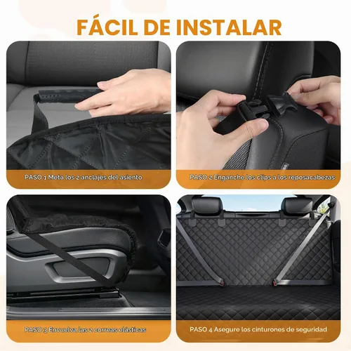 Vista 8 de PETICON Funda de asiento de coche para perro para asiento trasero, funda de Negro