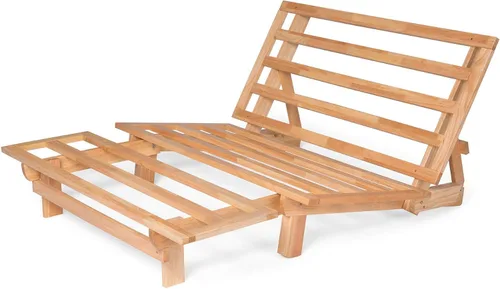 Vista 12 de Nirvana Futons Tumbona de futón doble con colchón de microfibra de madera maciza natural Fudge de microfibra