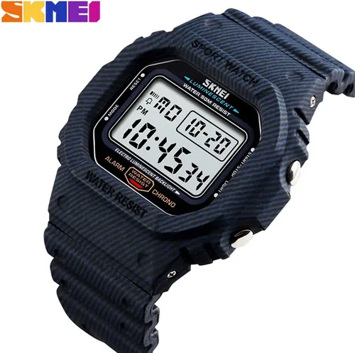 Vista 2 de Gosasa Reloj deportivo para hombre, reloj digital de 5 bares, resistente al agua, reloj despertador vaquero, reloj militar, Verde