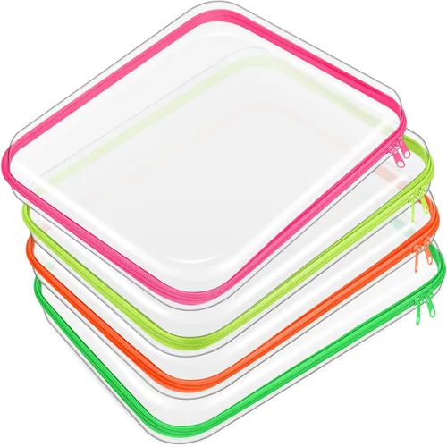 Vista 35 de Hoolerry 4 piezas de estuches rígidos transparentes con cremallera, bolsas de maquillaje, estuche de plástico para lápices, contenedores de caja
