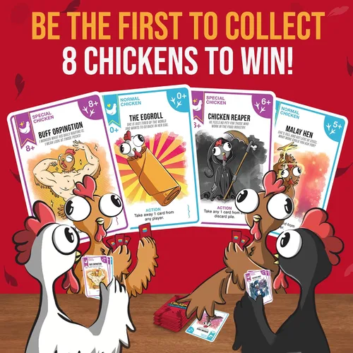 Vista 4 de Chicken Challengers Juego de cartas: estrategia hilarante para adultos y adolescentes, noche de juegos familiares, 2-8 jugadores, mayores de 13