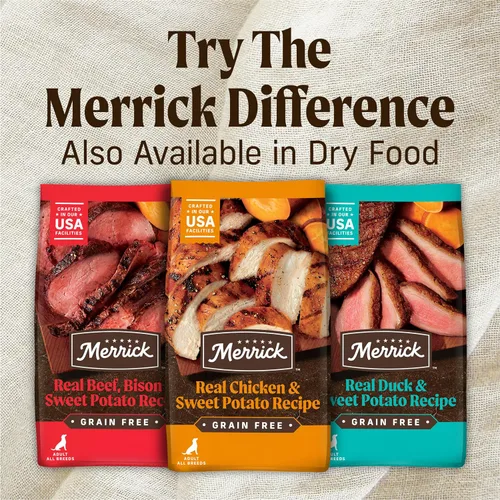 Vista 9 de Merrick Alimento enlatado natural y de primera calidad sin granos, receta húmeda suave y saludable, cena de carne de res real de Texas