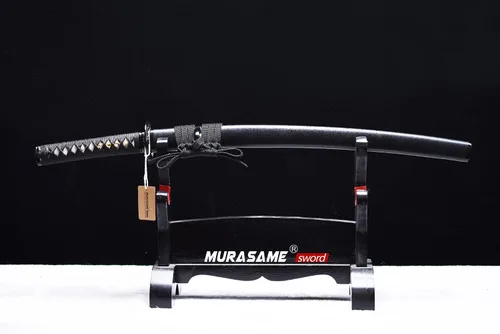 Vista 7 de MURASAME - Espada Wakizashi T10 de acero templado con arcilla, hamon real, hecha a mano, lista para la batalla