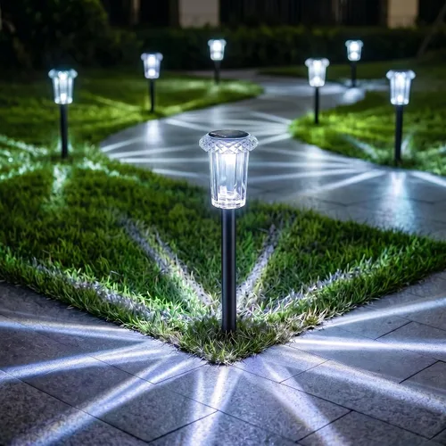 Vista 8 de Eyrosa Luces solares para exteriores, paquete de 15 luces solares para sendero al aire libre impermeables, iluminación con poste para jardín Varios