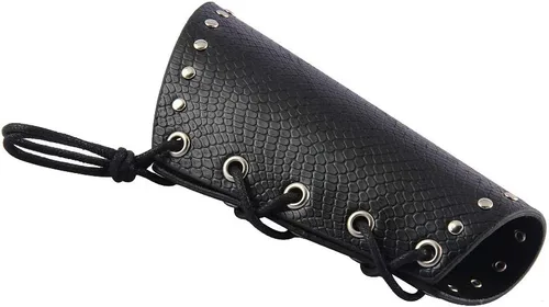Vista 7 de Jeilwiy Pulsera de guante de cuero, brazaletes medievales, muñequera vikinga, caballero LARP, brazos vikingos, disfraz renacentista