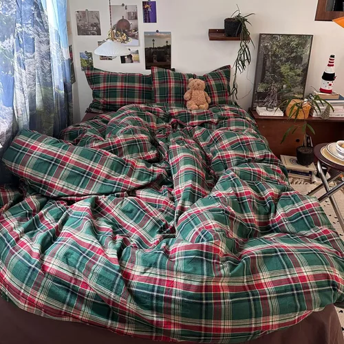 Vista 374 de mixinni Juego de funda de edredón vintage a rayas, tamaño twin, juego de ropa de cama de 3 piezas, 100% algodón lavado, suave y transpirable, funda