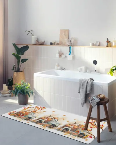 Vista 4 de Tapete de baño de Acción de Gracias para bañera, antideslizante, de secado rápido y absorbente, de tierra de diatomeas, para fregadero de cocina