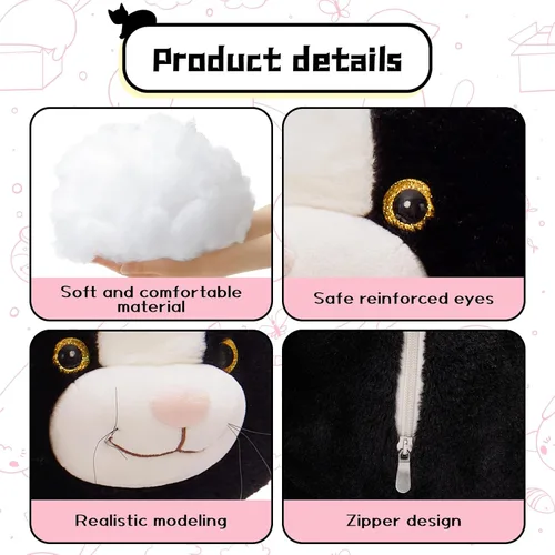 Vista 6 de Tezituor Peluche de Gato Gigante de 39.5 Pulgadas, Juguete de Peluche de Gato de 3.2 Libras con Patas Largas, Almohada Corporal Grande de Gatito
