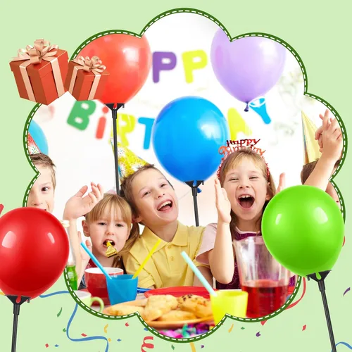 Vista 2 de 600 palitos de plástico para globos con vasos, soporte de globos reutilizable para soporte de globos, cumpleaños, Navidad, fiesta, boda, Negro