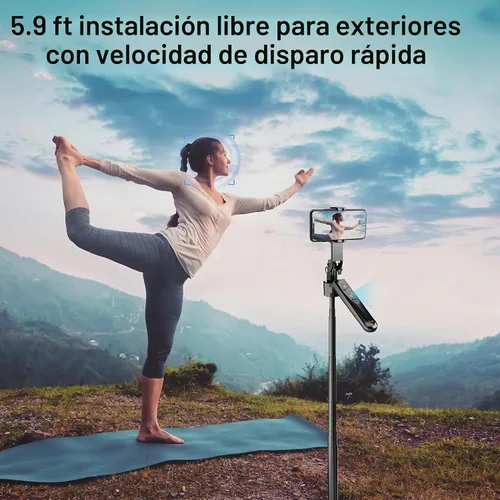 Vista 4 de Trípode extensible de seguimiento facial automático, trípode giratorio de 360°, palos selfie de 70 pulgadas, control de movimiento automático