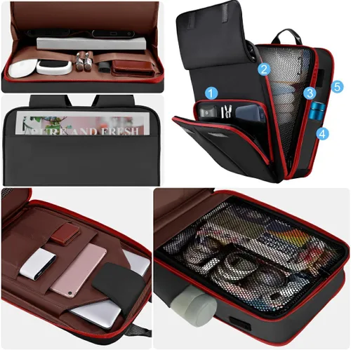 Vista 4 de ZINZ Mochila delgada y expandible para laptop de 15.6, 16, 17 pulgadas, mochila de viaje de negocios, resistente al agua, para hombres y mujeres