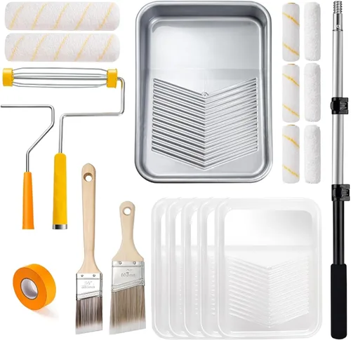 Vista 8 de Mister Rui Kit de rodillo de pintura con poste de extensión, kit de pintura