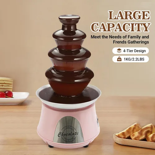 Vista 3 de Máquina de fuente de chocolate, 120 V, 180 W, 4 niveles, máquina eléctrica de fuente de chocolate para fondue de chocolate, máquina para reuniones