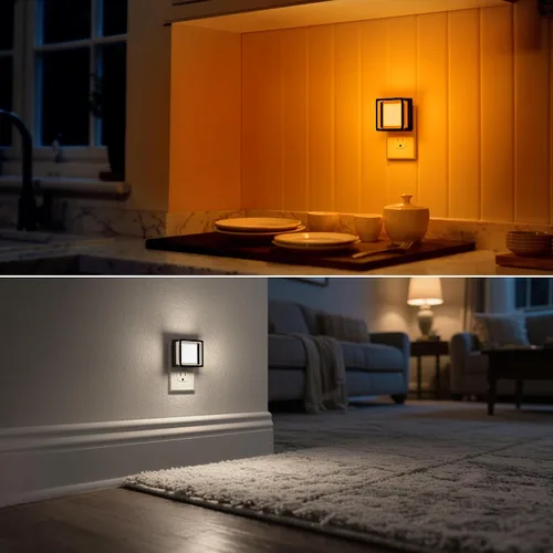 Vista 6 de DORESshop Luz nocturna LED, luces nocturnas enchufables a la pared (paquete de 2) con sensor de atardecer a amanecer, luces nocturnas regulables