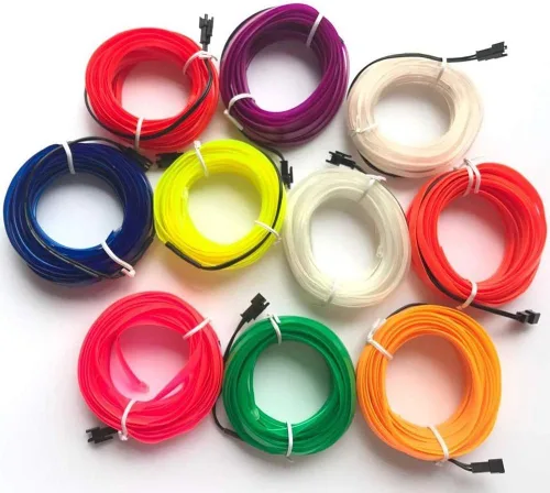 Vista 3 de ABALDI Luces Interiores de Coche Cable de Alambre EL Luces de Neón Ambiente Brillante Estroboscópico Electroluminiscente para Decoración