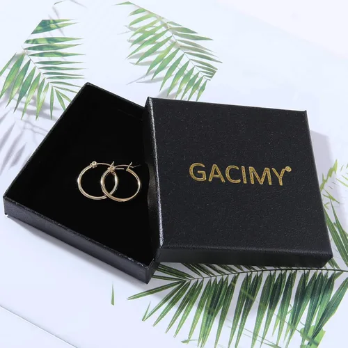 Vista 8 de Aretes de aro de oro para mujer chapados en oro real de 14 quilates con poste de plata de ley 925 Dorado