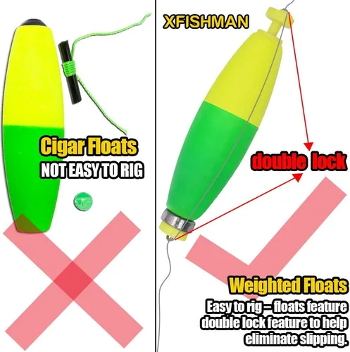 Vista 4 de XFISHMAN Kit de corchos de pesca con peso para pescar, flotador de espuma hecho a mano, 1 pulgada, 2 en 8-12 unidades Surtido 12 Pack