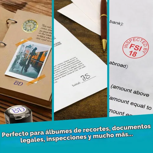 Vista 4 de MaxMark Sello de iniciales personalizado autoentintado redondo - 15 colores para elegir