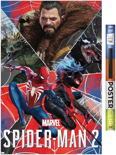 Vista 13 de Trends International Marvel's Spider-Man 2 - Póster de pared de grupo, 22.4 pulgadas de largo x 14.7 pulgadas, versión enmarcada de madera de granero