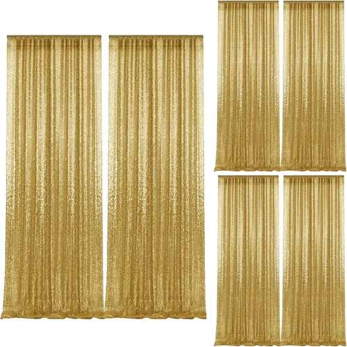 Vista 90 de 2 paneles de cortinas de fondo de lentejuelas verdes de 8 pies, cortinas de fondo de fotografía con purpurina para decoración de Navidad, boda