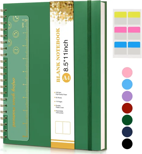 Vista 39 de Cuaderno de espiral de 8.5 x 11 pulgadas, cuadernos grandes A4 para mujeres y hombres, diario rayado universitario, papel de 3.53 oz/m², diarios