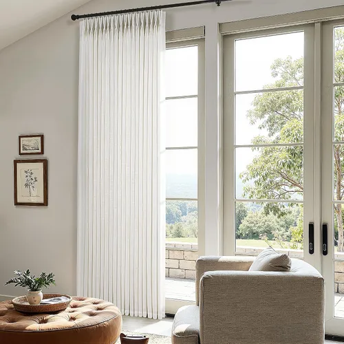 Vista 40 de Cortinas de lino plisadas Blanco crema