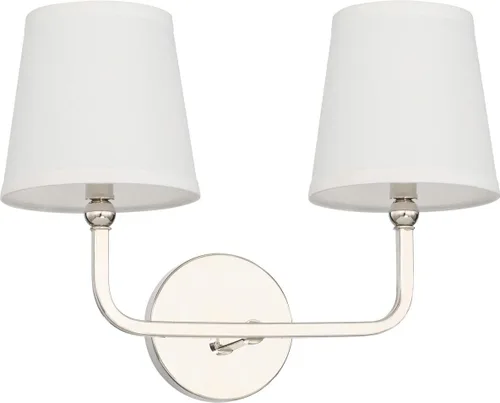 Vista 13 de Capital Lighting 619311AD-674 Dawson Pantalla de Tela Blanca Decorativa Stay-Straight Aplique de Pared, 1-Luz 60 Vatios, 17" H x 6" A, Latón