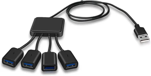 Vista 7 de Octopus USB 2.0 Hub Divisor de 4 puertos, cable extendido de 2.6 pies, amplia compatibilidad con Windows PC/Mac/impresoras/HDD móviles, expansor