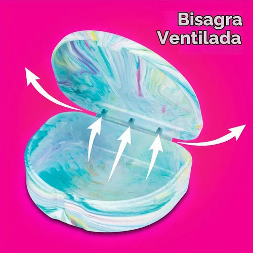 Vista 4 de Practicon Estuches para Retenedores de Mármol, Estuche para Alineador de Ortodoncia, Soporte para Protector Bucal (Paquete de 3) (Algodón de Azúcar)
