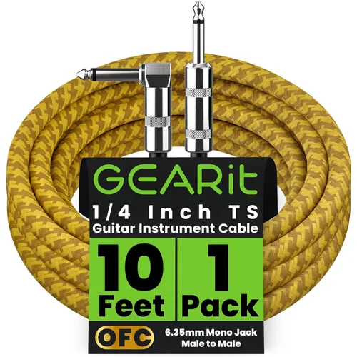 Vista 14 de GEARit Cable de instrumento de audio (10 pies) en ángulo recto a recto de 1/4 de pulgada macho a macho para cable AMP, base y guitarra eléctrica