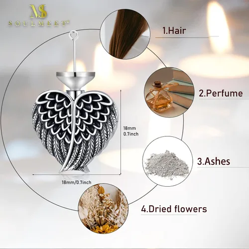 Vista 4 de SOULMEET Joyería de cremación para cenizas collar de urna de plata de ley para cenizas mujeres y hombres joyería de recuerdos para mantener a
