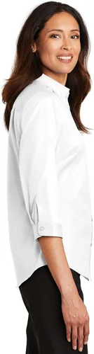 Vista 3 de Port Authority Camisa de sarga SuperPro de manga 34 para mujer