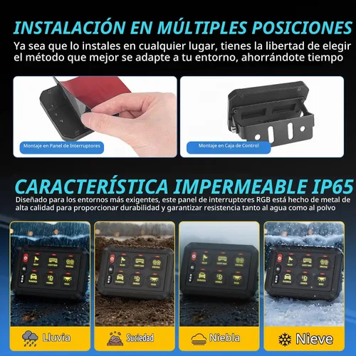 Vista 6 de Chelhead Panel de interruptor Bluetooth de 6 bandas con disyuntor