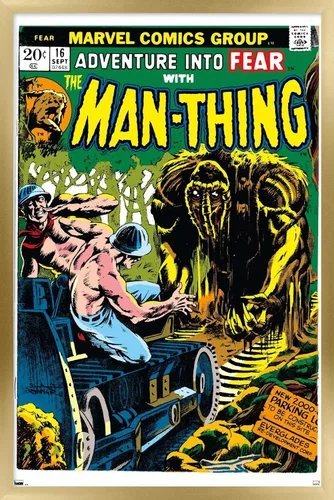 Vista 18 de Trends International Marvel Comics: Man-Thing #16 - Póster de pared, 22.4 pulgadas de largo x 14.7 pulgadas, versión enmarcada en madera de granero