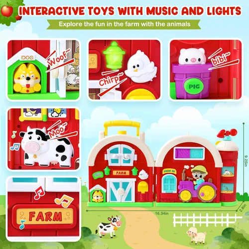 Vista 4 de Tablero Ocupado de Granja Montessori, Juguetes de Desarrollo de Habilidades Motoras para Niños de 1 y 2 Años, Regalo para Niños de 1 a 3 Años
