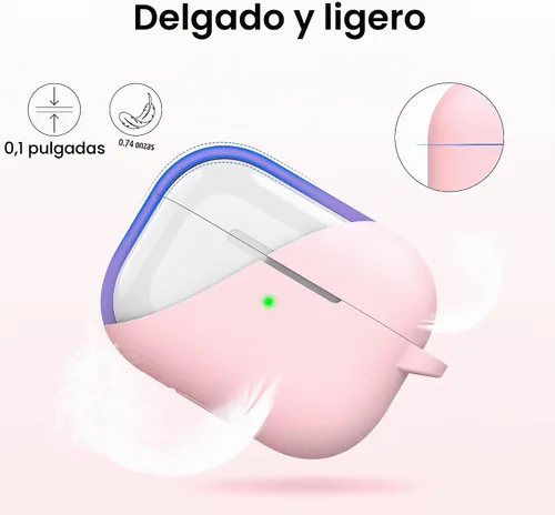 Vista 3 de RFUNGUANGO - Funda para AirPods Pro 2, color rosa Funda protectora de silicona con kit de limpieza, llavero compatible con AirPods Pro de 2ª/1ª
