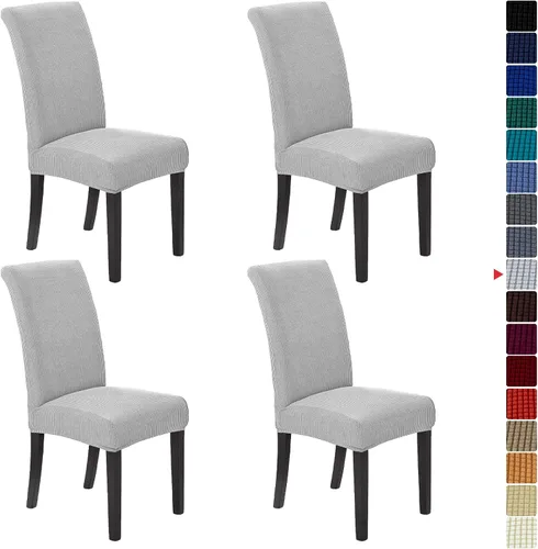 Vista 71 de Juego de 2 fundas para sillas de comedor, fundas elásticas para sillas de comedor, fundas para sillas de cocina de jacquard texturizadas, decoración