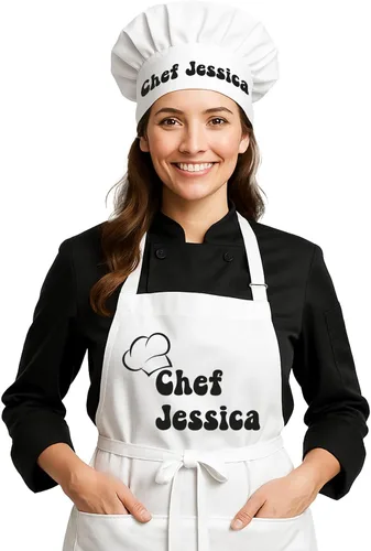 Vista 2 de Delantal de chef personalizado, regalo personalizado para papá o mamá, regalo personalizado para novio, marido, hermano, esposa, regalos