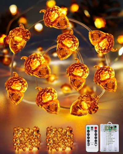 Vista 26 de Serie de luces LED RGB parpadeantes que cambian de color, funciona con pilas, para decoración de interiores y exteriores, con temporizador y control