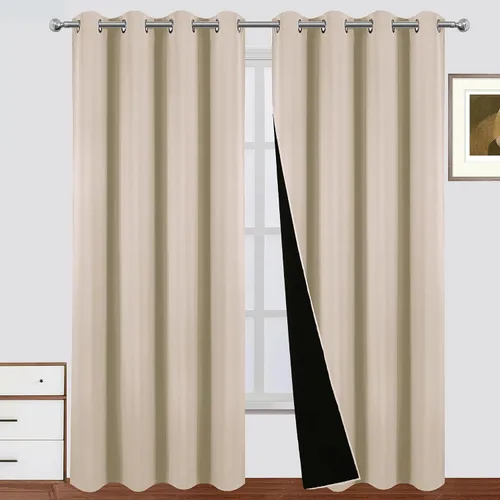 Vista 26 de LEMOMO Cortinas 100% opacas de 38 x 54 pulgadas, 2 paneles de oscurecimiento con aislamiento térmico para dormitorio