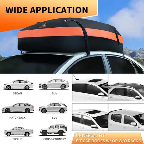 Vista 8 de Portaequipajes de Techo para Automóvil - 24 Pies Cúbicos Impermeable Resistente 720D Equipaje de Techo para Automóvil para Todos los Vehículos