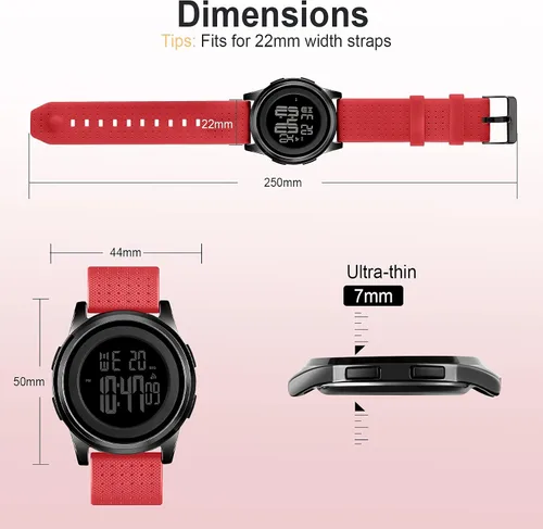 Vista 3 de Mens Watch Ultra-Thin Digital Sports Watch Waterproof Stainless Steel Fashion Wrist Watch for Men Women