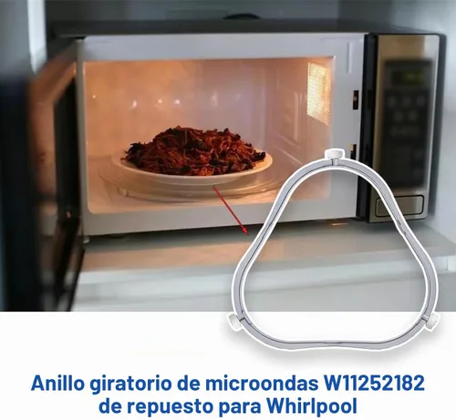 Vista 7 de 7.48 pulg. W11252182 Anillo de reemplazo de plato giratorio para microondas Whirlpool con rodillos 8206227 Soporte de charola de vidrio